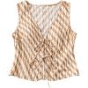 imageVerdusa Womens Bow Tie Knot Front V Neck Wave Print Sleeveless Crop Top Boho VestYellow