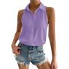 imageVerdusa Womens Casual Sleeveless Collar Button Down Summer Shirt Blouse TopPurple