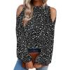 imageVerdusa Womens Cold Shoulder Bishop Sleeve Floral Print Blouse Shirt TopBlack