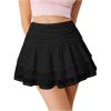 imageVerdusa Womens Coquette Ruffle Lace Mini Skirts Y2K Floral Ruched Layered SkirtBlack