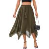 imageVerdusa Womens Elastic Waist Lace Trim Asymmetrical Flowy Long SkirtArmy Green