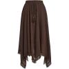 imageVerdusa Womens Elastic Waist Lace Trim Asymmetrical Flowy Long SkirtChocolate Brown