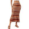 imageVerdusa Womens High Waist Printed Fishtail Bodycon Long Maxi SkirtOrange Multi