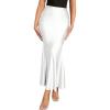 imageVerdusa Womens High Waist Ruffled Fishtail Bodycon Maxi Long SkirtWhite Solid