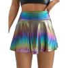 imageVerdusa Womens Ombre Metallic A Line Skirt High Waist Workout Skorts with PocketMulticolor