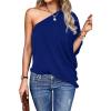 imageVerdusa Womens One Shoulder Dolman Sleeve Longline Tunic Tee Top BlouseRoyal Blue