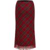 imageVerdusa Womens Plaid Skirt Y2k Mesh Overlay Midi Skirt Long Flowy Grunge SkirtRed