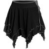 imageVerdusa Womens Renaissance Skirt High Waist Asymmetrical Hem Flowy Tierd Layer Fairy Gothic SkirtsBlack