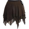 imageVerdusa Womens Renaissance Skirt High Waist Asymmetrical Hem Flowy Tierd Layer Fairy Gothic SkirtsCoffee Brown