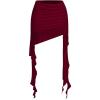 imageVerdusa Womens Ruched Ruffle Trim Asymmetrical Bodycon Mini Mesh SkirtBurgundy