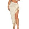 imageVerdusa Womens Twist High Split Fringe Skirt High Waist Asymmetrical Long SkirtApricot