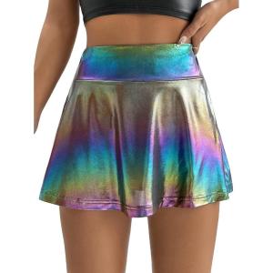 imageVerdusa Womens Ombre Metallic A Line Skirt High Waist Workout Skorts with PocketMulticolor