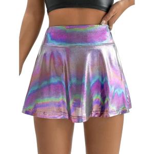 imageVerdusa Womens Ombre Metallic A Line Skirt High Waist Workout Skorts with PocketPurple