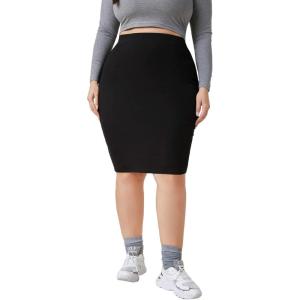 imageVerdusa Womens Plus Size High Waist Knee Length Bodycon Pencil Skirt