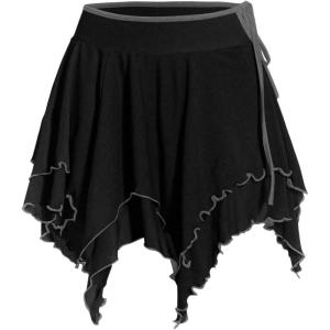 imageVerdusa Womens Renaissance Skirt High Waist Asymmetrical Hem Flowy Tierd Layer Fairy Gothic SkirtsBlack
