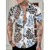 imageVerdusa Mens Leopard Zebra Print Short Sleeve Button Down Shirt TopBeige Multi