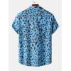 imageVerdusa Mens Leopard Zebra Print Short Sleeve Button Down Shirt TopBlue
