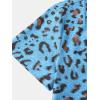 imageVerdusa Mens Leopard Zebra Print Short Sleeve Button Down Shirt TopBlue