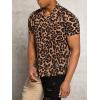 imageVerdusa Mens Leopard Zebra Print Short Sleeve Button Down Shirt TopBrown