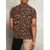 imageVerdusa Mens Leopard Zebra Print Short Sleeve Button Down Shirt TopBrown