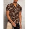imageVerdusa Mens Leopard Zebra Print Short Sleeve Button Down Shirt TopBrown