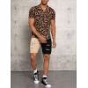 imageVerdusa Mens Leopard Zebra Print Short Sleeve Button Down Shirt TopBrown