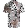 imageVerdusa Mens Leopard Zebra Print Short Sleeve Button Down Shirt TopWhite Leopard