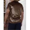 imageVerdusa Mens Metallic Button Down Shirt Short Sleeve Collar Glitter TopBronze