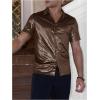 imageVerdusa Mens Metallic Button Down Shirt Short Sleeve Collar Glitter TopBronze