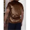 imageVerdusa Mens Metallic Button Down Shirt Short Sleeve Collar Glitter TopBrown