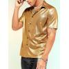 imageVerdusa Mens Metallic Button Down Shirt Short Sleeve Collar Glitter TopGold