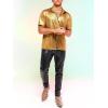 imageVerdusa Mens Metallic Button Down Shirt Short Sleeve Collar Glitter TopGold