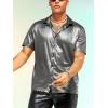 imageVerdusa Mens Metallic Button Down Shirt Short Sleeve Collar Glitter TopSilver
