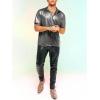 imageVerdusa Mens Metallic Button Down Shirt Short Sleeve Collar Glitter TopSilver