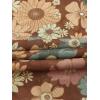 imageVerdusa Womens 70s Off Shoulder Flare Sleeve Ruched Tee Top Floral Print Lettuce Trim Crop Tee ShirtBrown