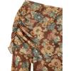 imageVerdusa Womens 70s Off Shoulder Flare Sleeve Ruched Tee Top Floral Print Lettuce Trim Crop Tee ShirtBrown
