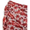 imageVerdusa Womens 70s Off Shoulder Flare Sleeve Ruched Tee Top Floral Print Lettuce Trim Crop Tee ShirtRed