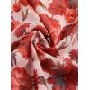 imageVerdusa Womens 70s Off Shoulder Flare Sleeve Ruched Tee Top Floral Print Lettuce Trim Crop Tee ShirtRed