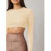 imageVerdusa Womens Basic Long Sleeve Crew Neck Fitted Crop Top Tee ShirtBeige