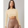 imageVerdusa Womens Basic Long Sleeve Crew Neck Fitted Crop Top Tee ShirtBeige