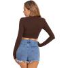 imageVerdusa Womens Basic Long Sleeve Crew Neck Fitted Crop Top Tee ShirtCoffee Brown