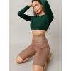 imageVerdusa Womens Basic Long Sleeve Crew Neck Fitted Crop Top Tee ShirtDark Green