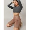 imageVerdusa Womens Basic Long Sleeve Crew Neck Fitted Crop Top Tee ShirtDark Grey