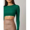 imageVerdusa Womens Basic Long Sleeve Crew Neck Fitted Crop Top Tee ShirtOlive Green