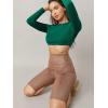 imageVerdusa Womens Basic Long Sleeve Crew Neck Fitted Crop Top Tee ShirtOlive Green