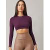 imageVerdusa Womens Basic Long Sleeve Crew Neck Fitted Crop Top Tee ShirtPurple