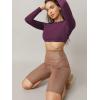 imageVerdusa Womens Basic Long Sleeve Crew Neck Fitted Crop Top Tee ShirtPurple