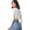imageVerdusa Womens Basic Long Sleeve Crew Neck Fitted Crop Top Tee ShirtWhite