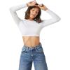 imageVerdusa Womens Basic Long Sleeve Crew Neck Fitted Crop Top Tee ShirtWhite