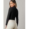 imageVerdusa Womens Basic Mock Neck Long Sleeve Fitted Crop T Shirt TopBlack